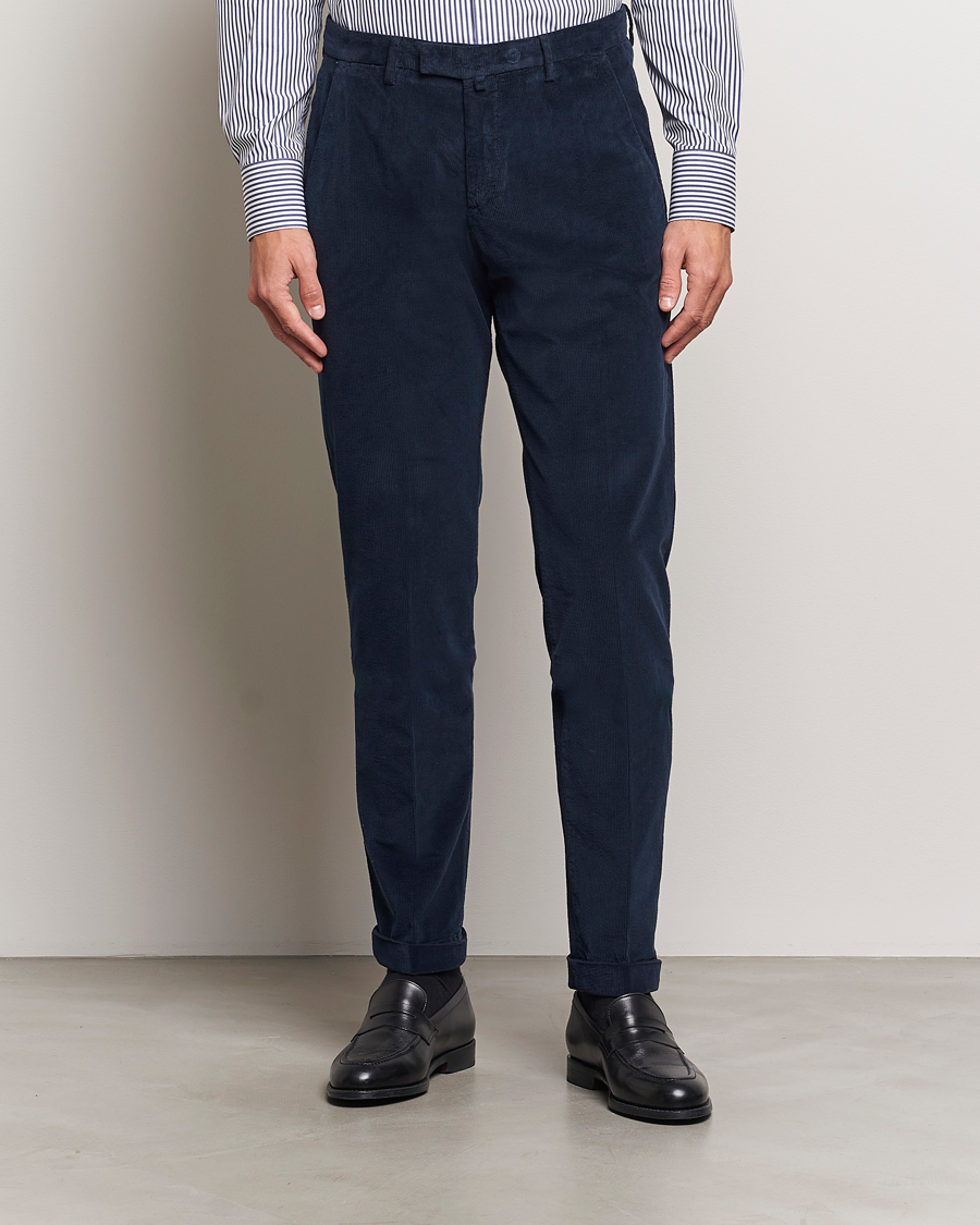 Heren | Broeken | Briglia 1949 | Slim Fit Corduroy Trousers Navy