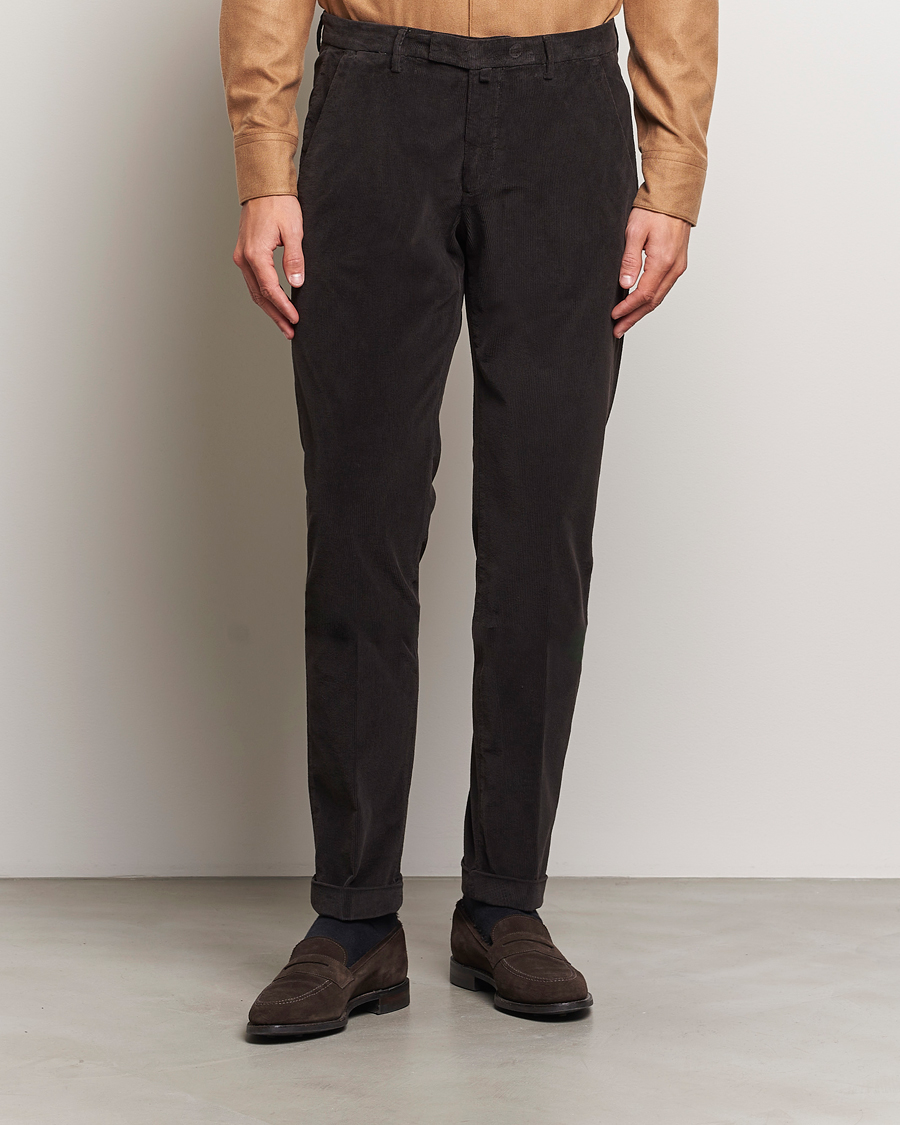 Heren | Broeken | Briglia 1949 | Slim Fit Corduroy Trousers Dark Brown
