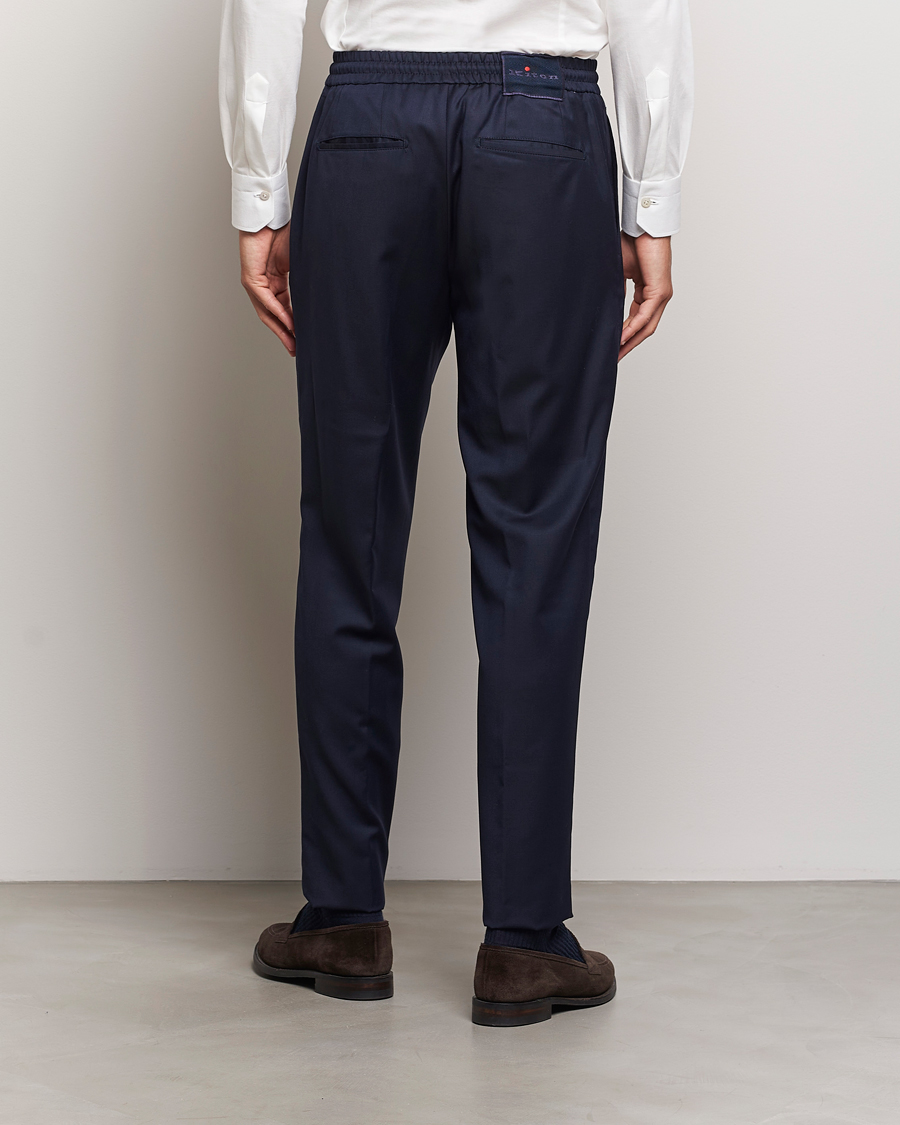 Heren | Broeken | Kiton | Wool Stretch Drawstring Trousers Navy