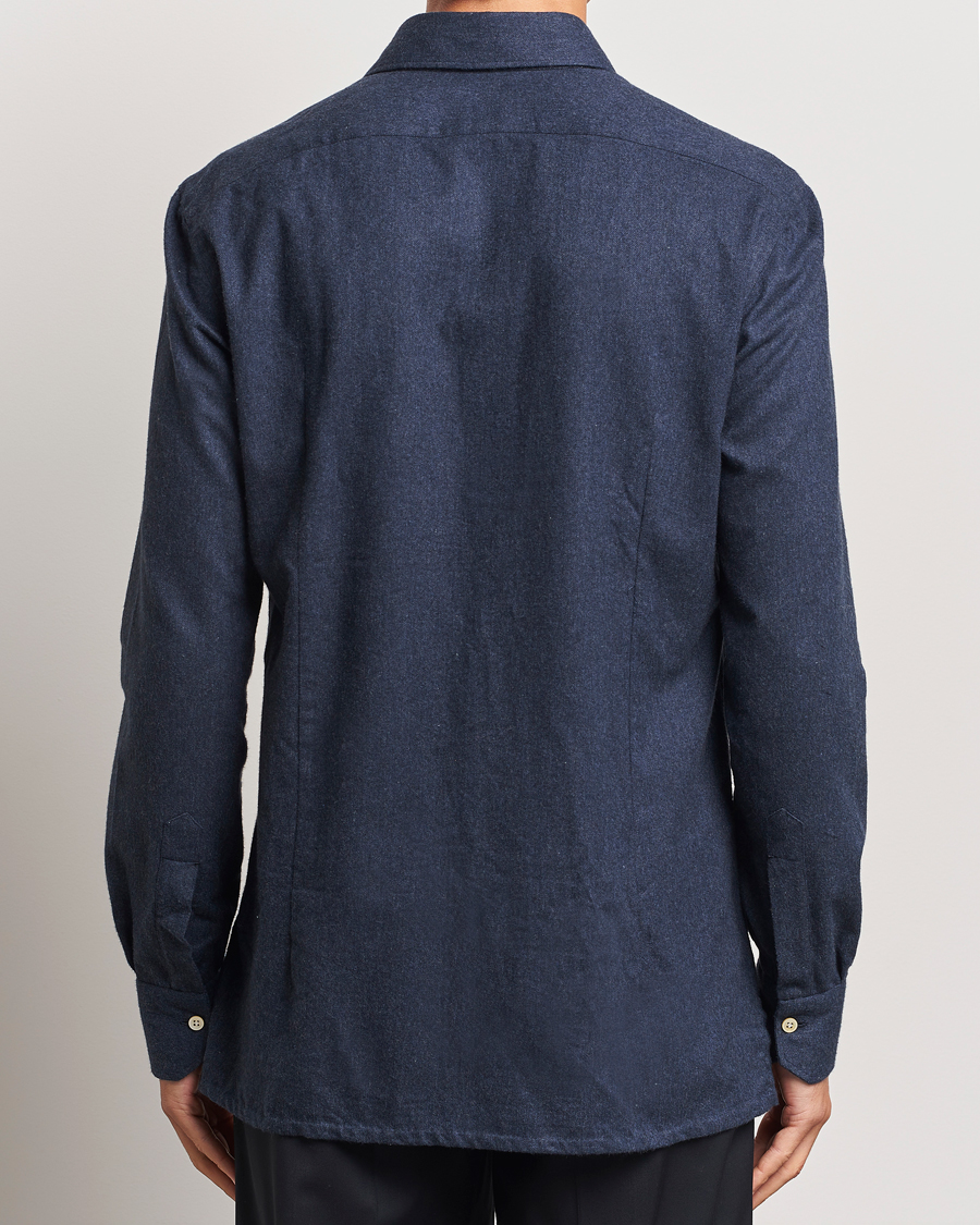 Heren | Overhemden | Kiton | Soft Flannel Sport Shirt Navy