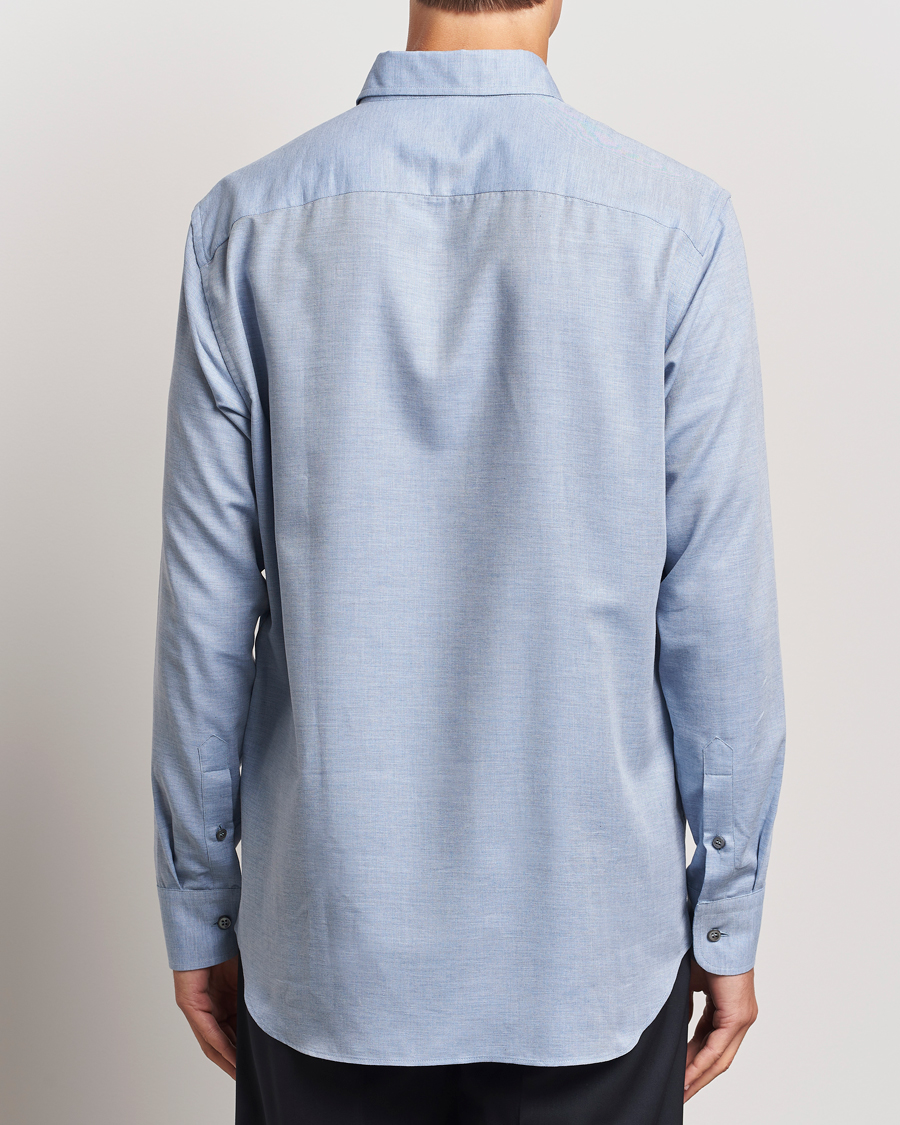 Heren | Overhemden | Brioni | Cotton/Cashmere Flannel Shirt Light Blue