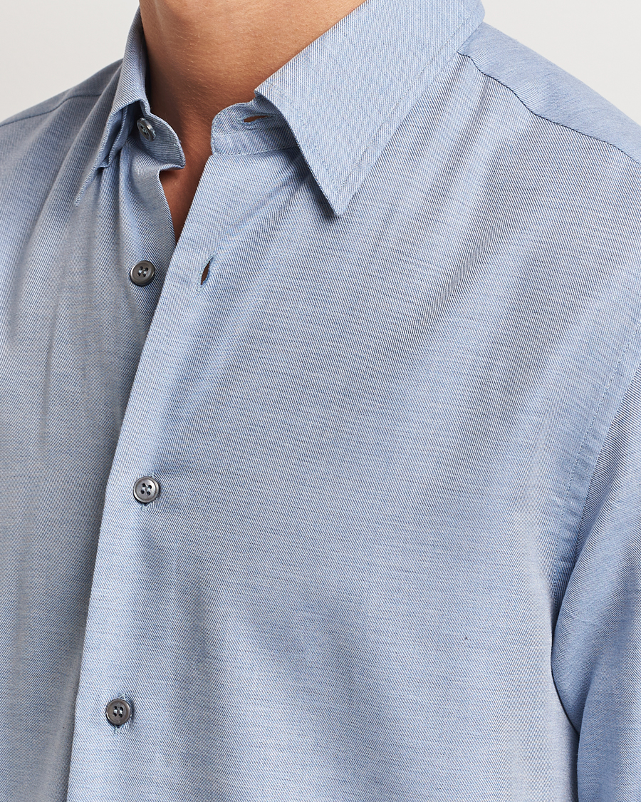 Heren | Overhemden | Brioni | Cotton/Cashmere Flannel Shirt Light Blue