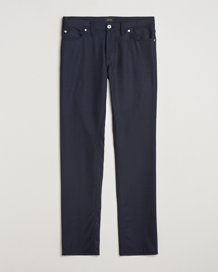 Heren | Broeken | Brioni | Slim Fit 5-Pocket Flannel Pants Navy