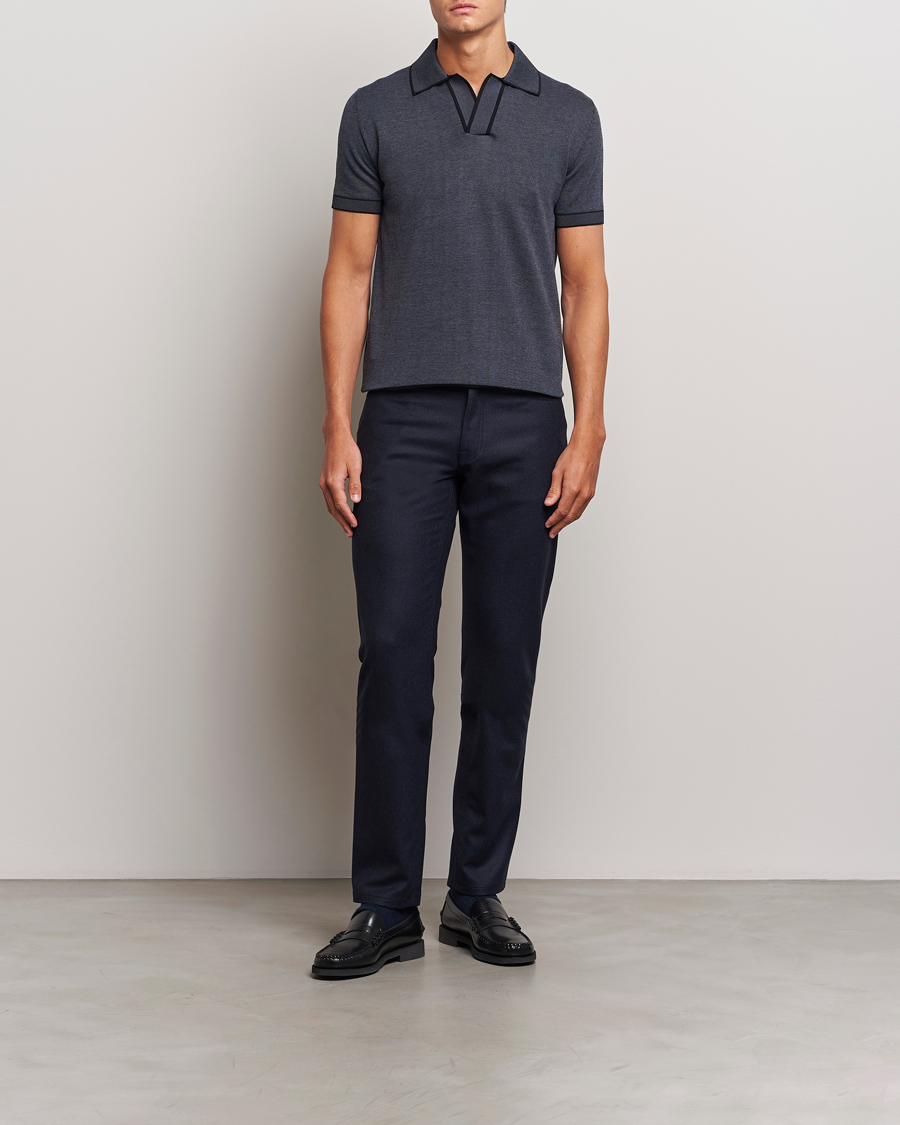 Heren | Broeken | Brioni | Slim Fit 5-Pocket Flannel Pants Navy