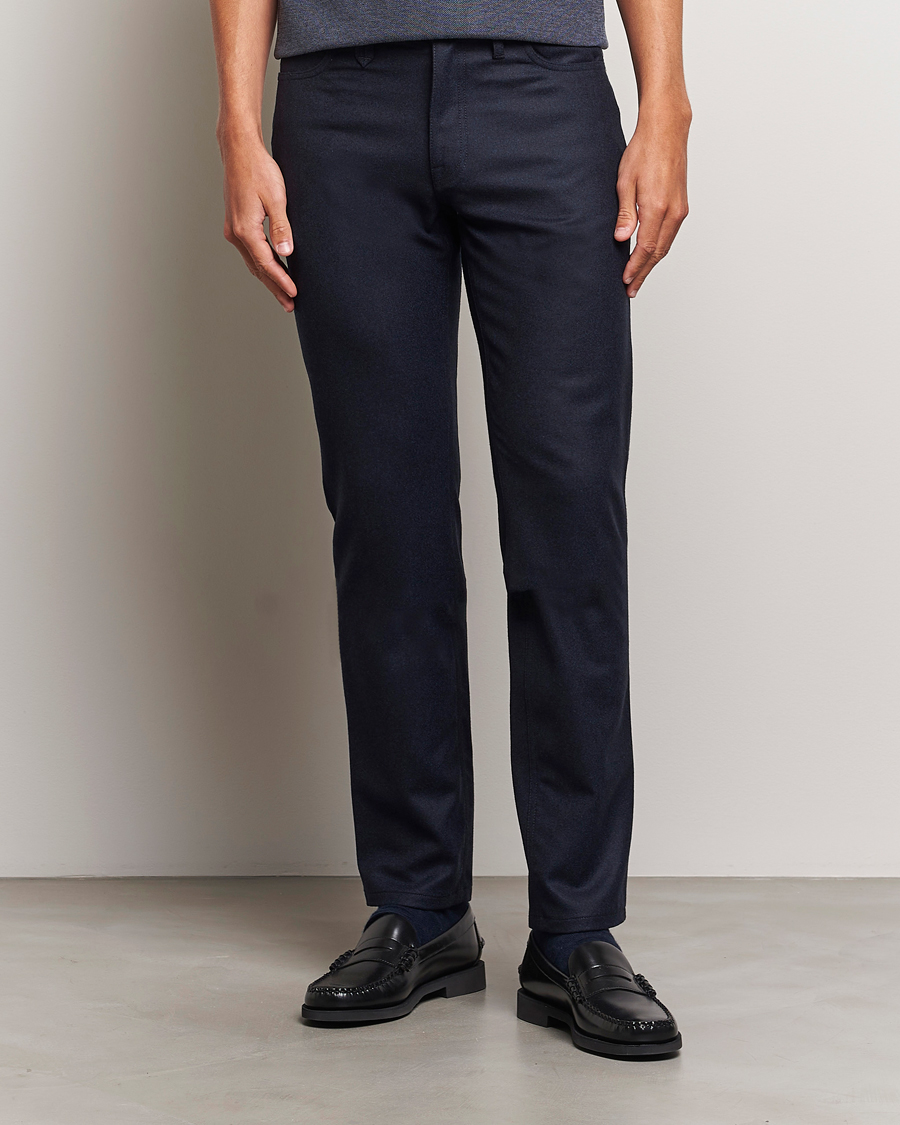 Heren | Broeken | Brioni | Slim Fit 5-Pocket Flannel Pants Navy