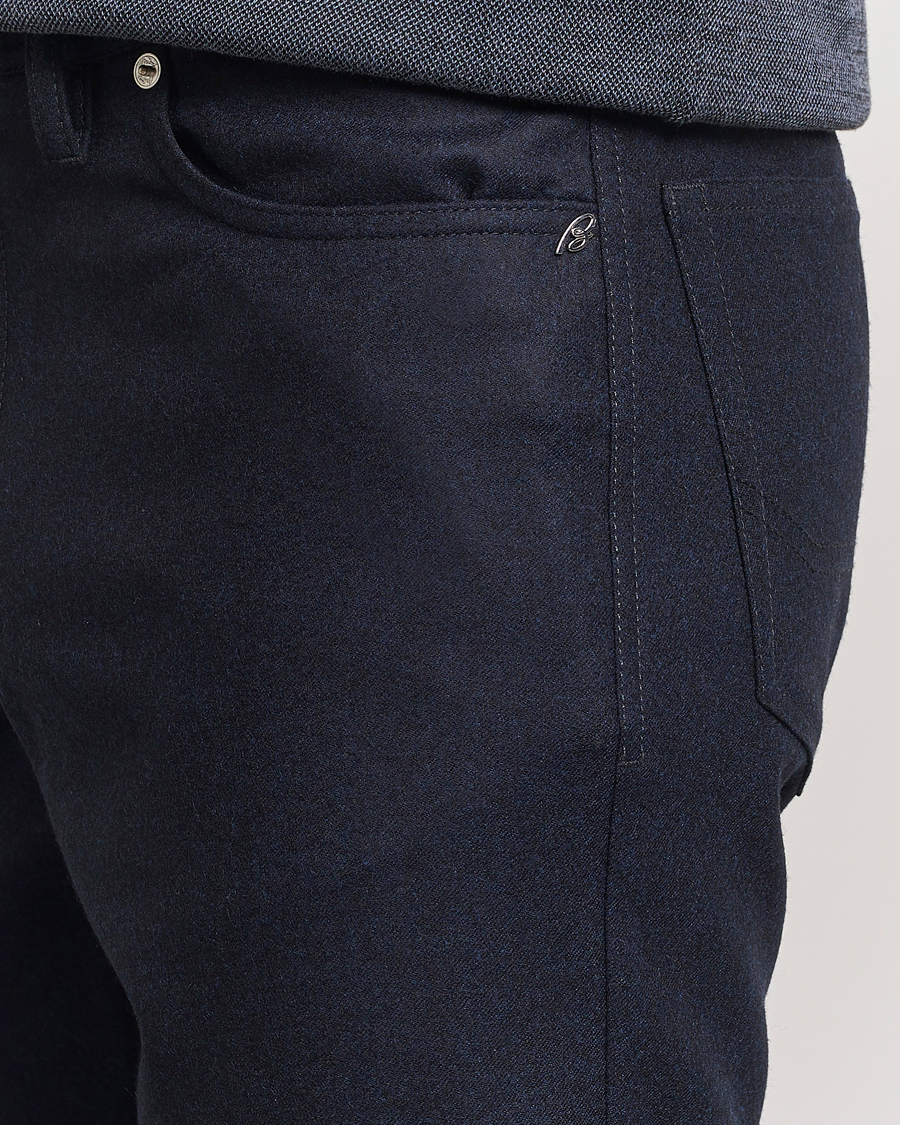 Heren | Broeken | Brioni | Slim Fit 5-Pocket Flannel Pants Navy