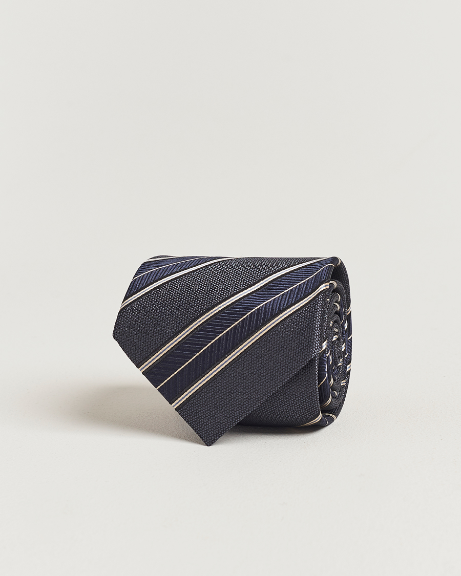 Heren | Brioni Regimental Stripe Silk Tie Navy | Brioni | Regimental Stripe Silk Tie Navy