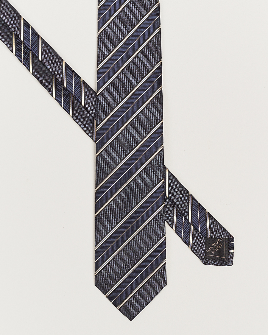 Heren | Brioni Regimental Stripe Silk Tie Navy | Brioni | Regimental Stripe Silk Tie Navy