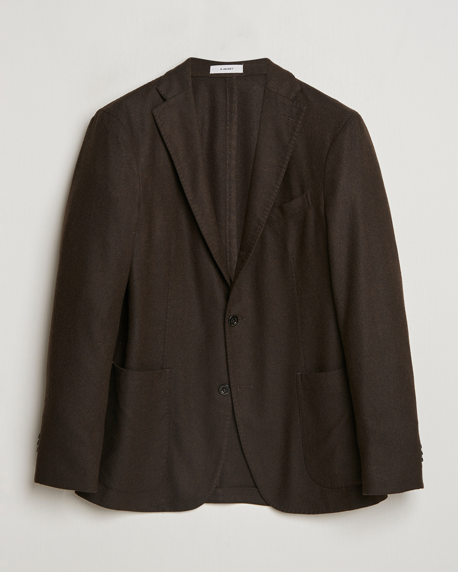 Heren | Blazers | Boglioli | K Jacket Wool Herringbone Blazer Dark Brown