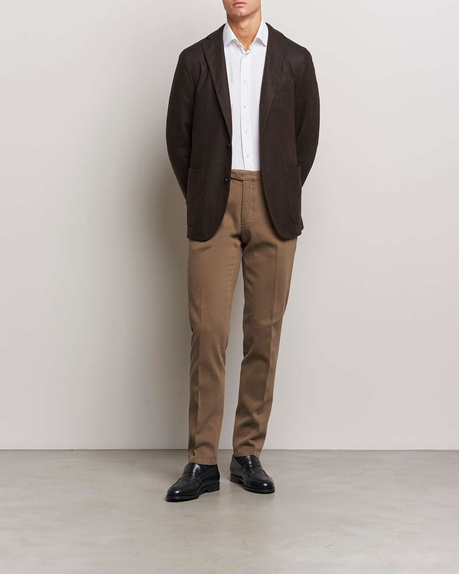 Heren | Blazers | Boglioli | K Jacket Wool Herringbone Blazer Dark Brown