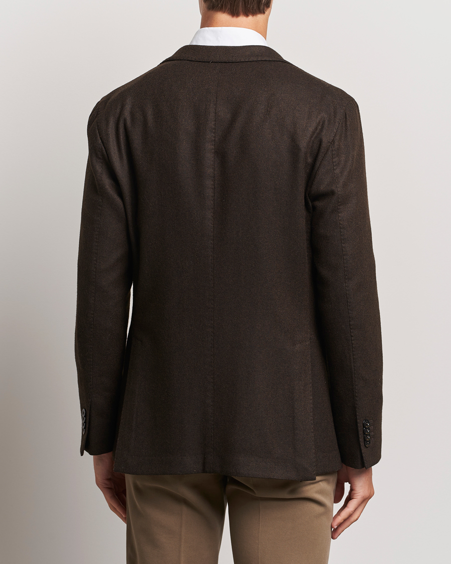 Heren | Blazers | Boglioli | K Jacket Wool Herringbone Blazer Dark Brown