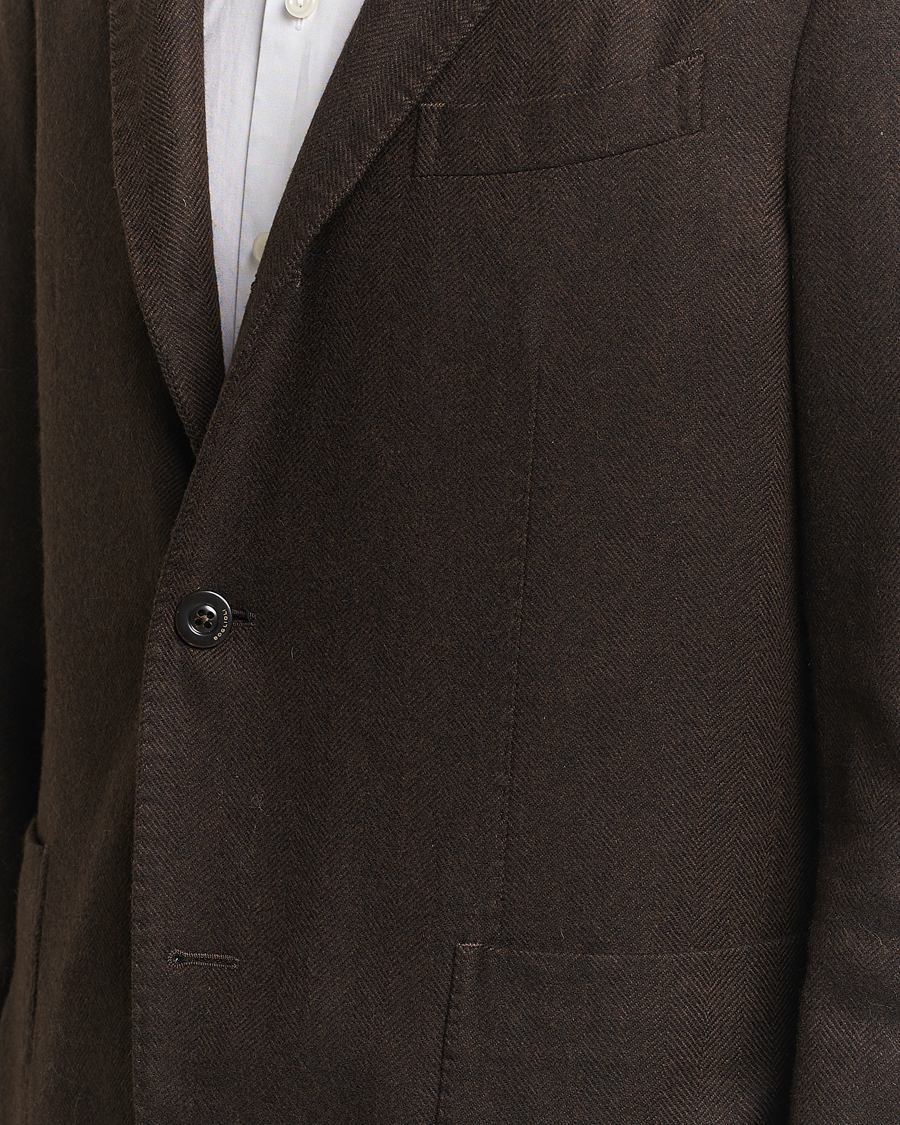 Heren | Blazers | Boglioli | K Jacket Wool Herringbone Blazer Dark Brown