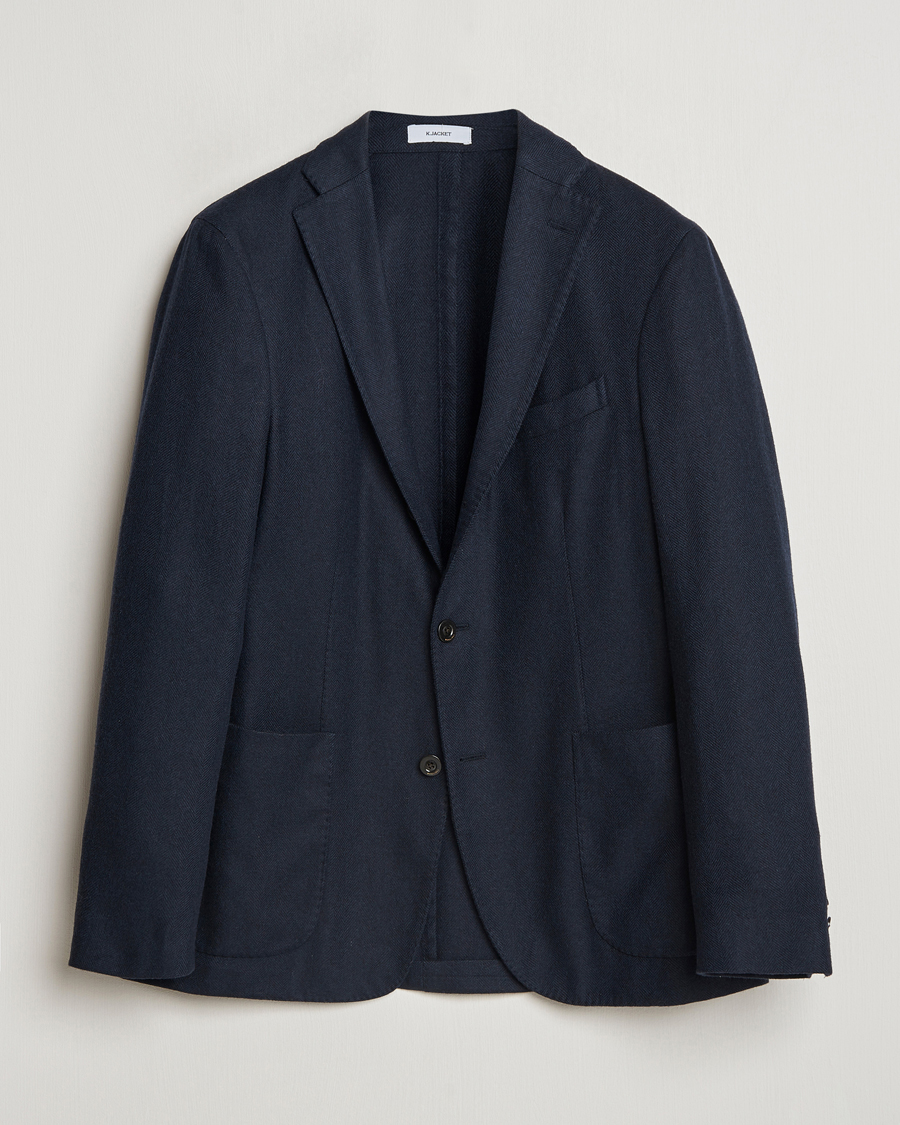 Heren | Blazers | Boglioli | K Jacket Wool Herringbone Blazer Navy
