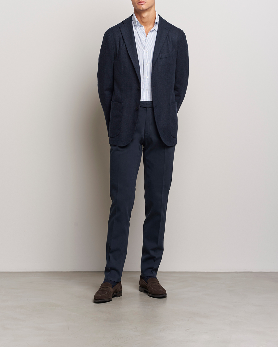 Heren | Blazers | Boglioli | K Jacket Wool Herringbone Blazer Navy