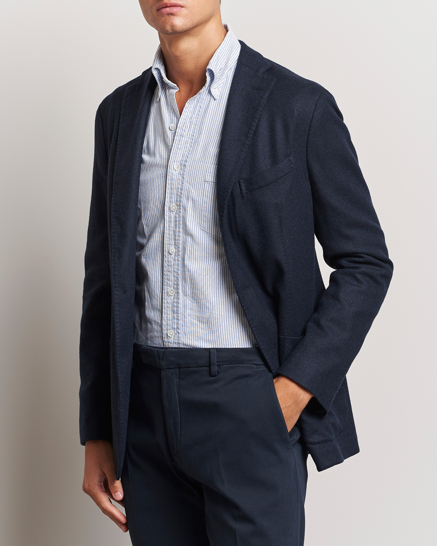 Heren | Blazers | Boglioli | K Jacket Wool Herringbone Blazer Navy
