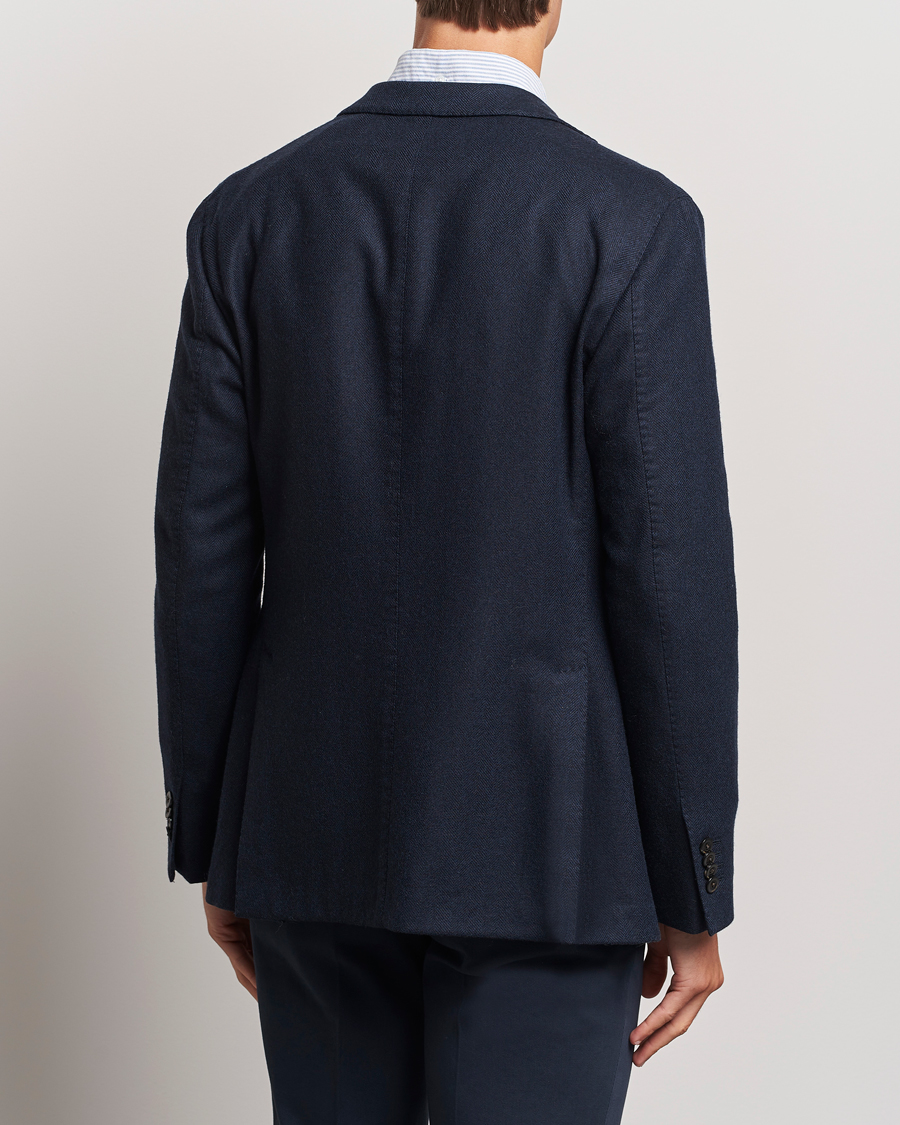 Heren | Blazers | Boglioli | K Jacket Wool Herringbone Blazer Navy