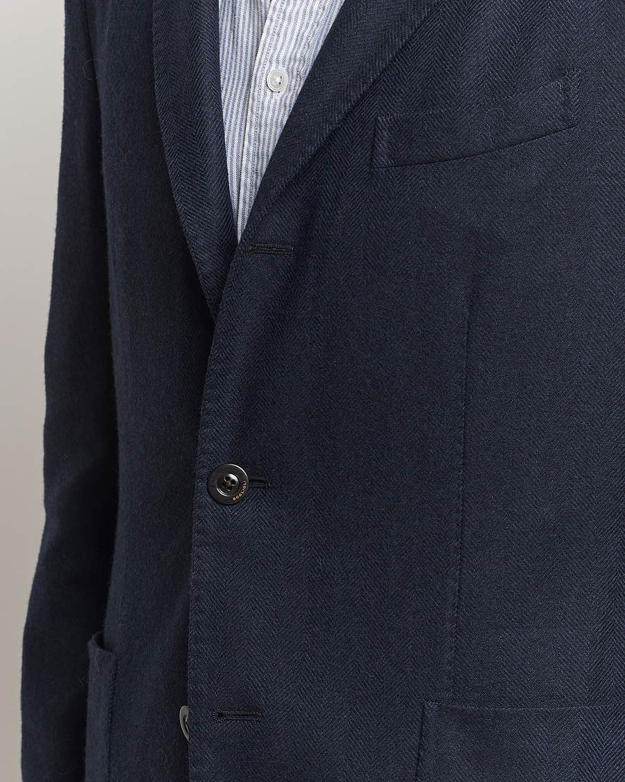 Heren | Blazers | Boglioli | K Jacket Wool Herringbone Blazer Navy
