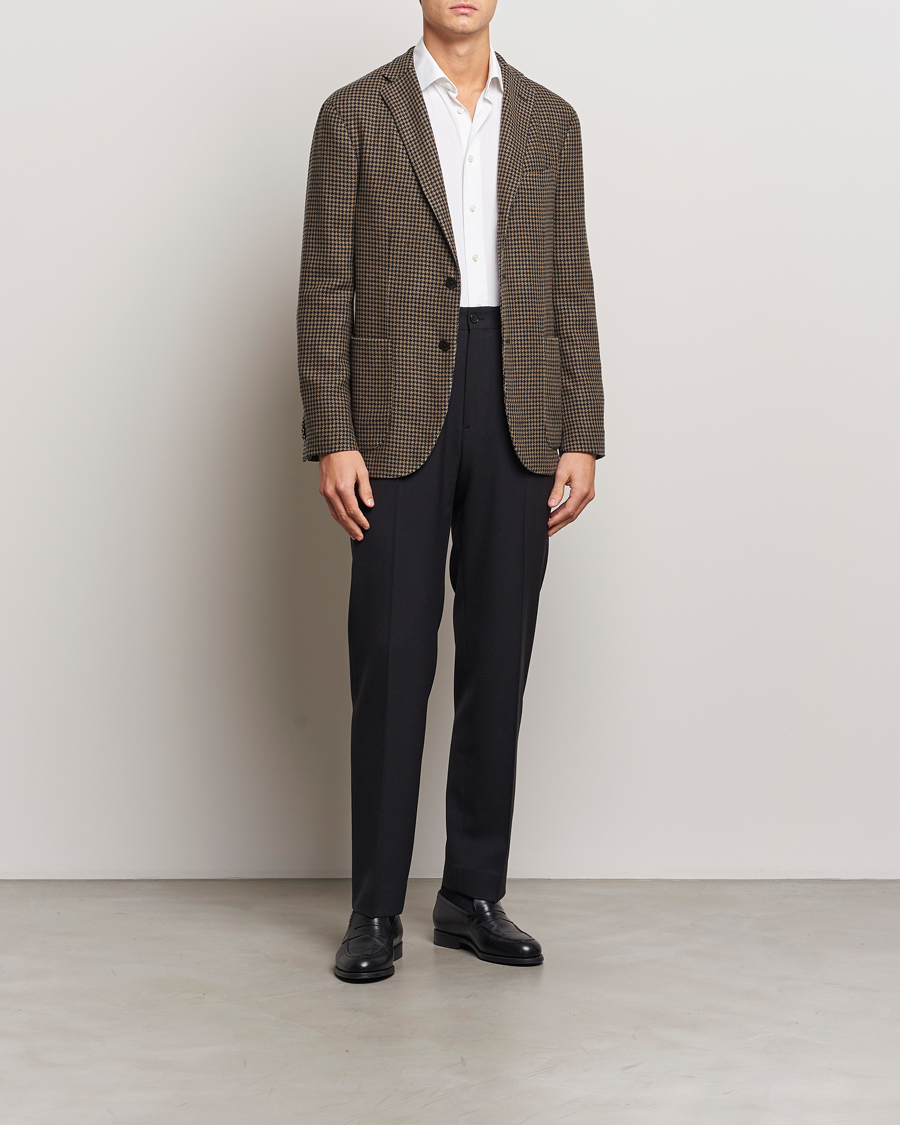 Heren | Blazers | Boglioli | K Jacket Houndstooth Wool Blazer Brown