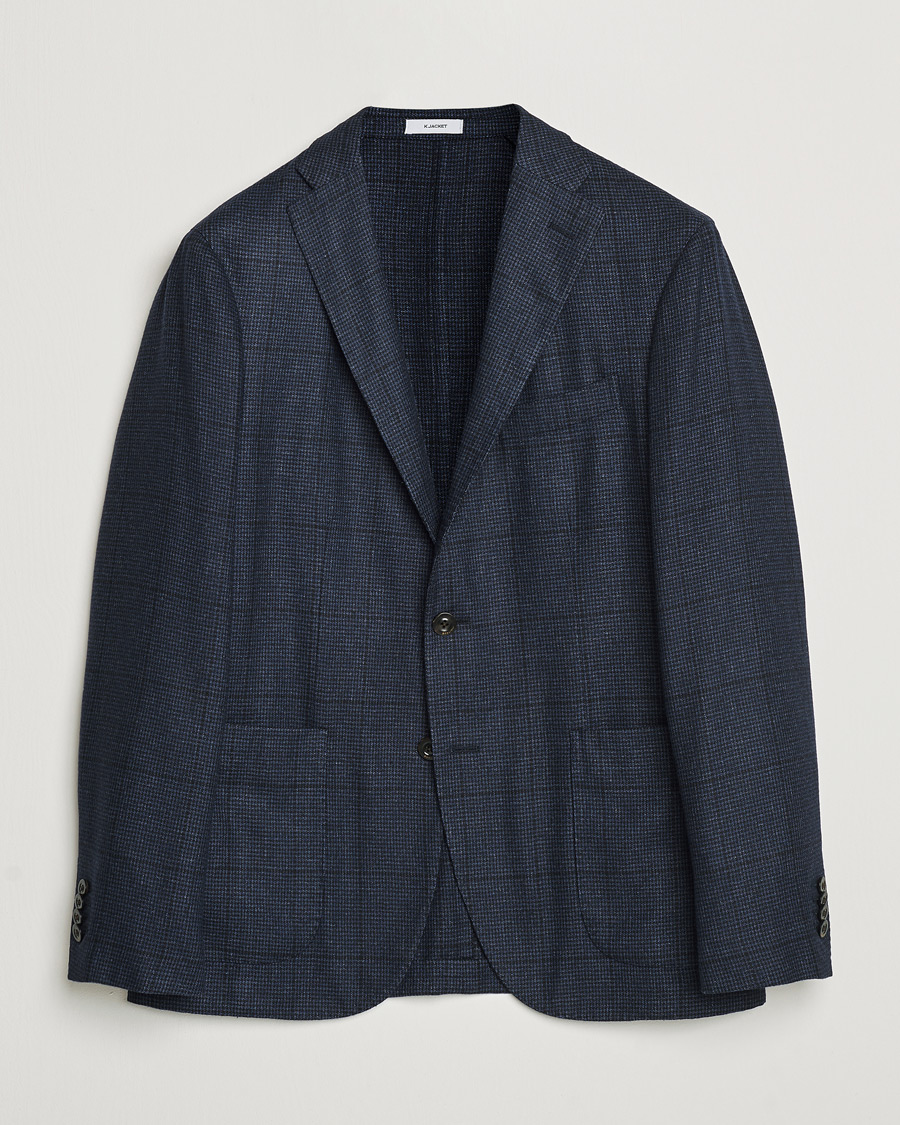 Heren | Blazers | Boglioli | K Jacket Overcheck Wool Blazer Navy