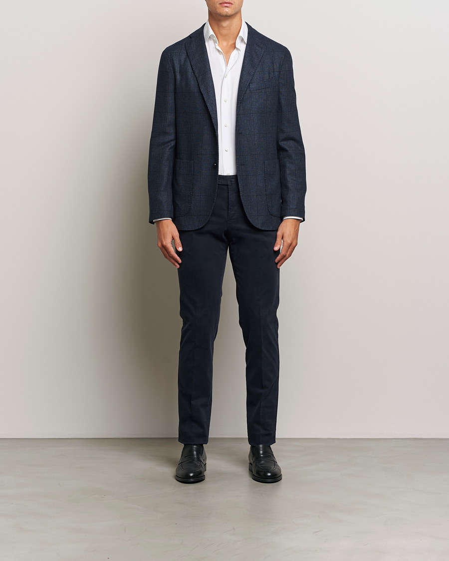 Heren | Blazers | Boglioli | K Jacket Overcheck Wool Blazer Navy