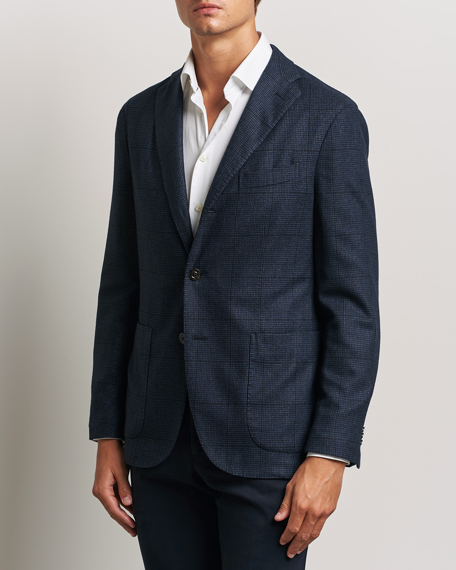 Heren | Blazers | Boglioli | K Jacket Overcheck Wool Blazer Navy