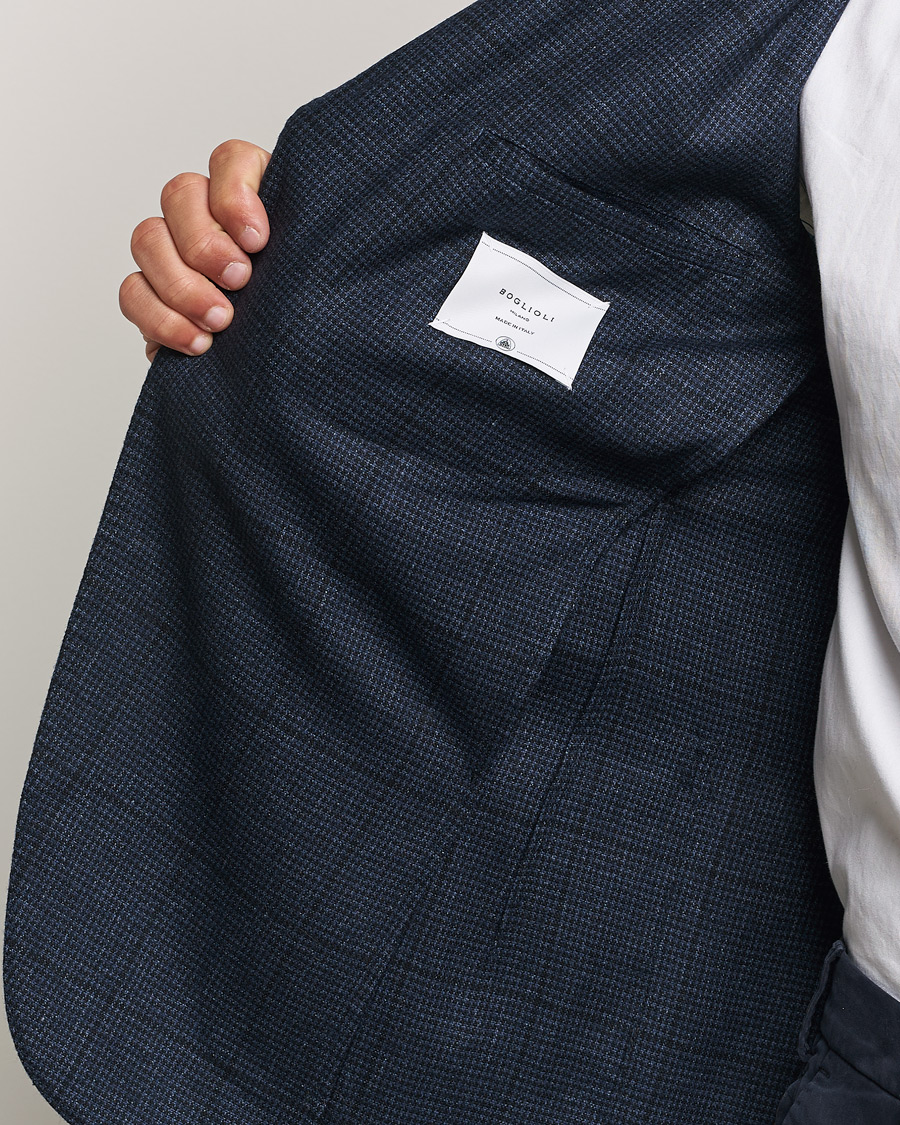 Heren | Blazers | Boglioli | K Jacket Overcheck Wool Blazer Navy