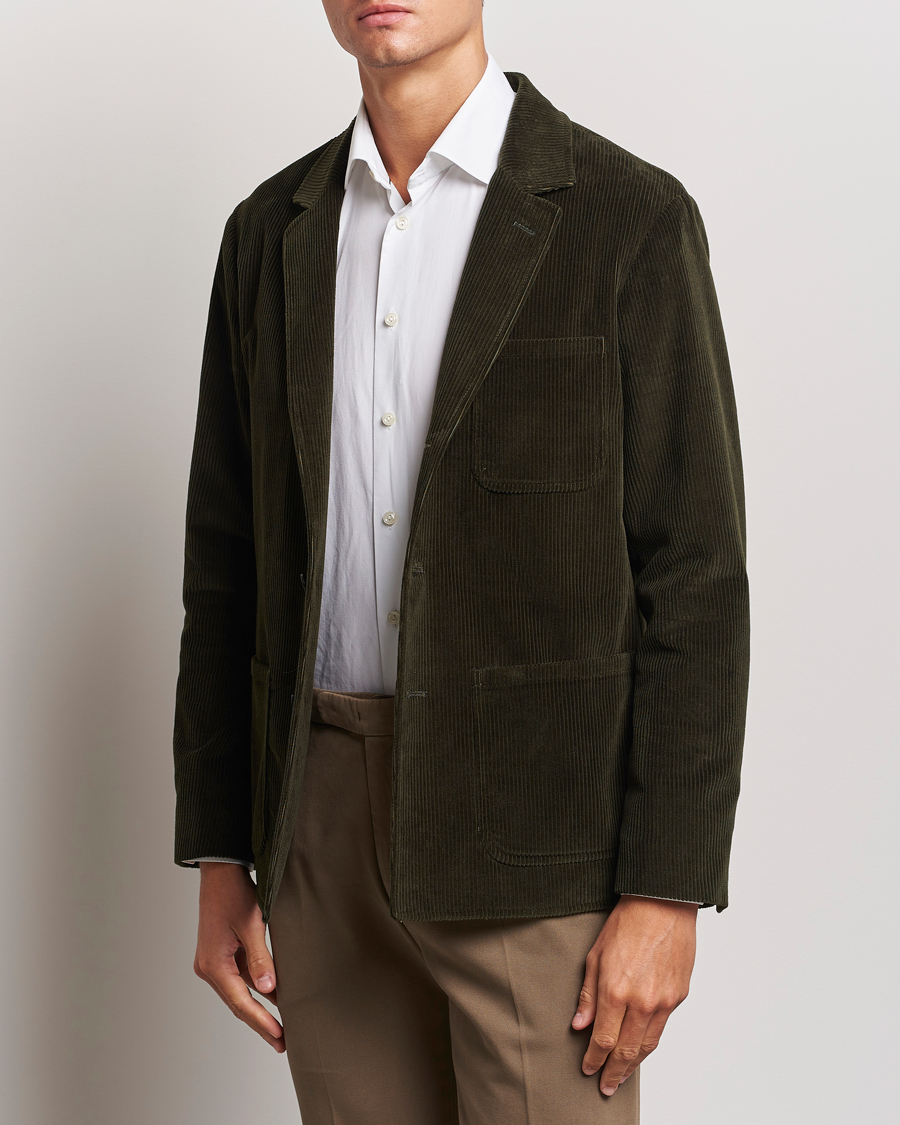 Heren | Blazers | Boglioli | Wale Corduroy Painter Jacket Dark Green