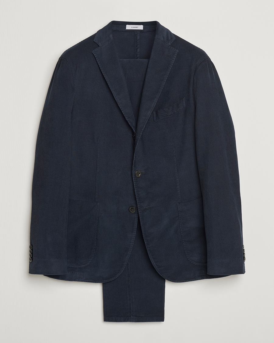 Heren | Boglioli K Jacket Baby Corduroy Suit Navy | Boglioli | K Jacket Baby Corduroy Suit Navy