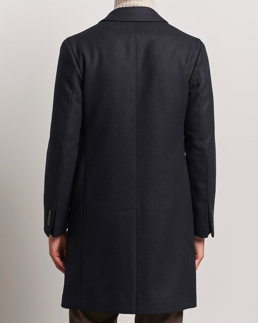 Heren | Jassen | Boglioli | Herringbone Wool Coat Navy