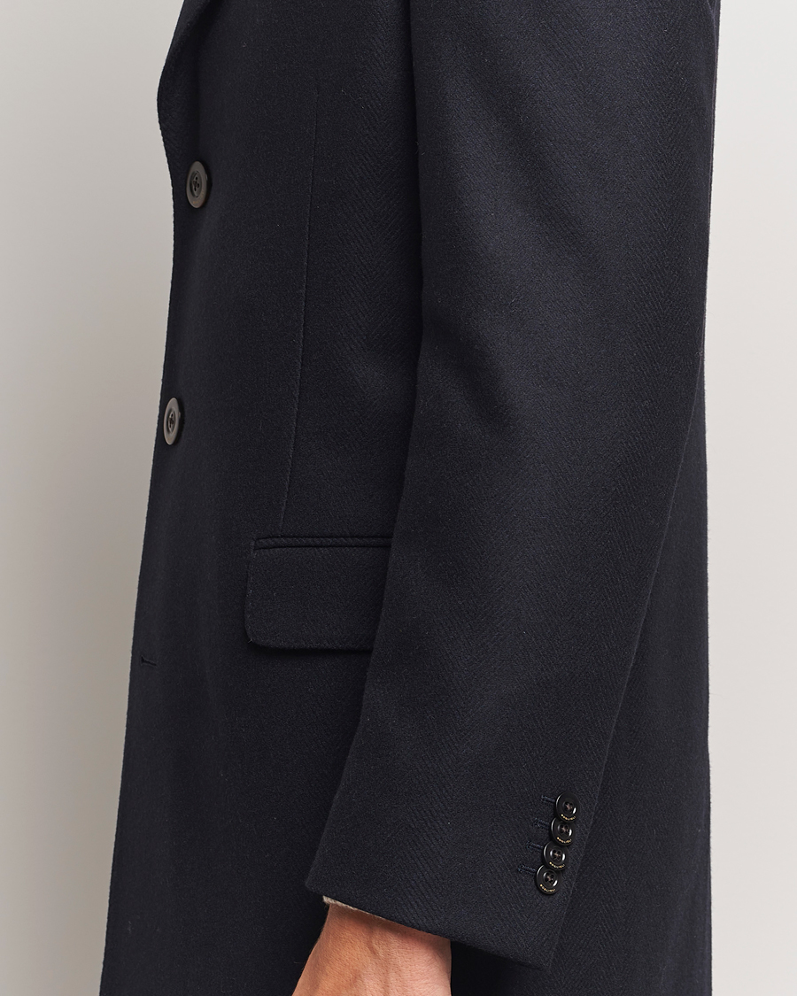 Heren | Jassen | Boglioli | Herringbone Wool Coat Navy