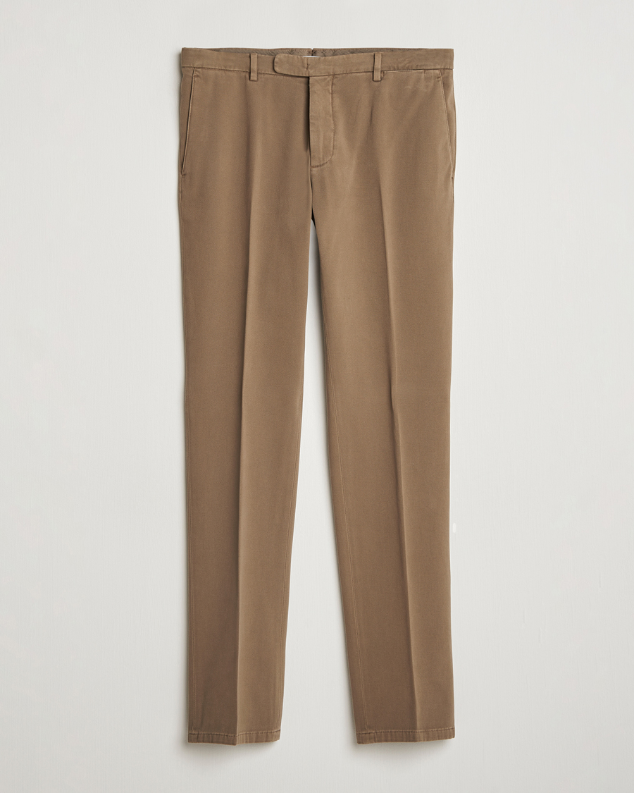 Heren | Broeken | Boglioli | Cotton Twill Trousers Brown