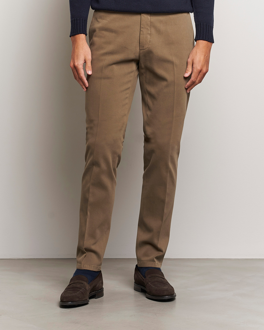 Heren | Broeken | Boglioli | Cotton Twill Trousers Brown