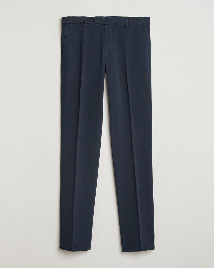 Heren | Broeken | Boglioli | Cotton Twill Trousers Navy