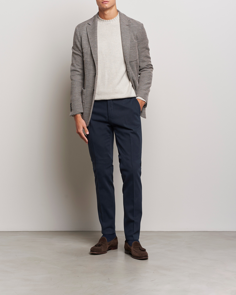 Heren | Broeken | Boglioli | Cotton Twill Trousers Navy