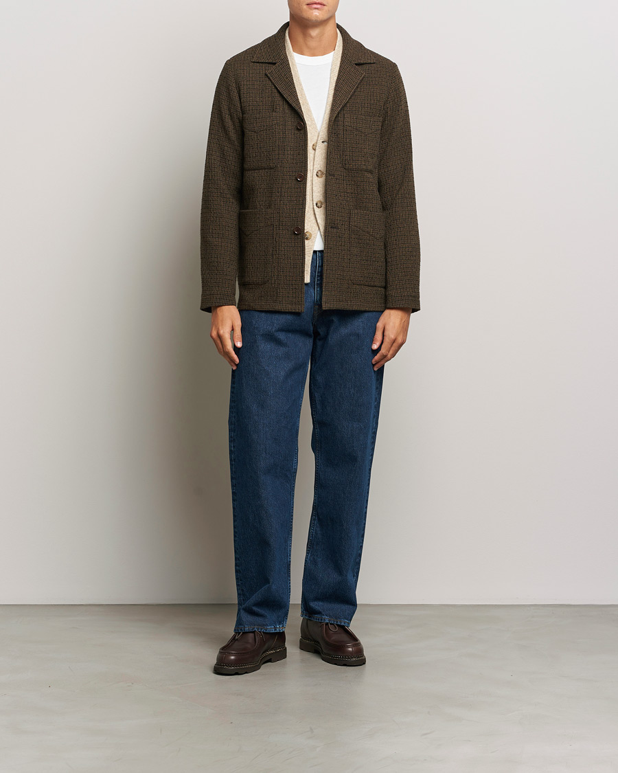 Heren | Jassen | Aspesi | Wool Houndstooth Jacket Dark Brown