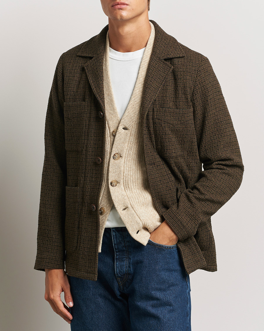 Heren | Jassen | Aspesi | Wool Houndstooth Jacket Dark Brown