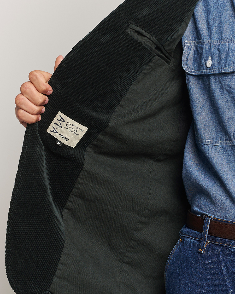 Heren | Blazers | Aspesi | Corduroy Blazer Dark Green
