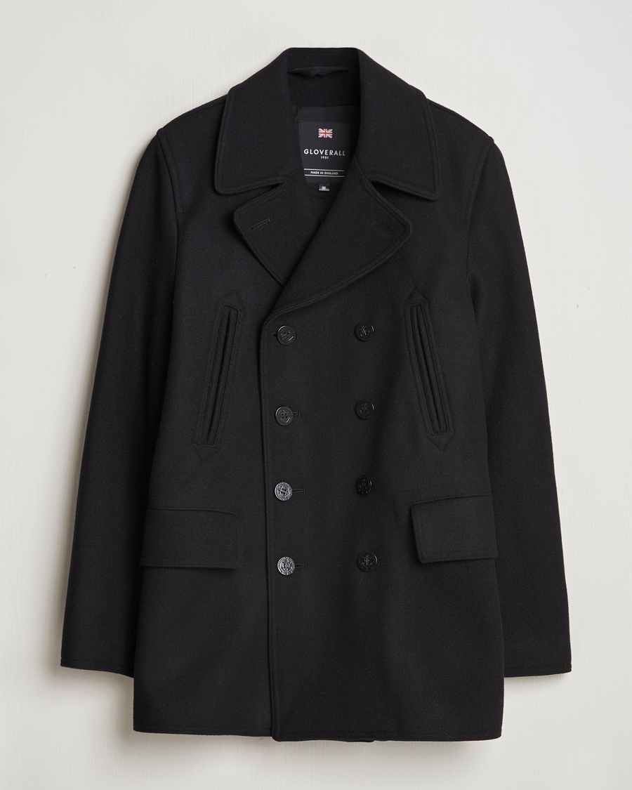 Heren | Jassen | Gloverall | Churchill Reefer Peacoat Black