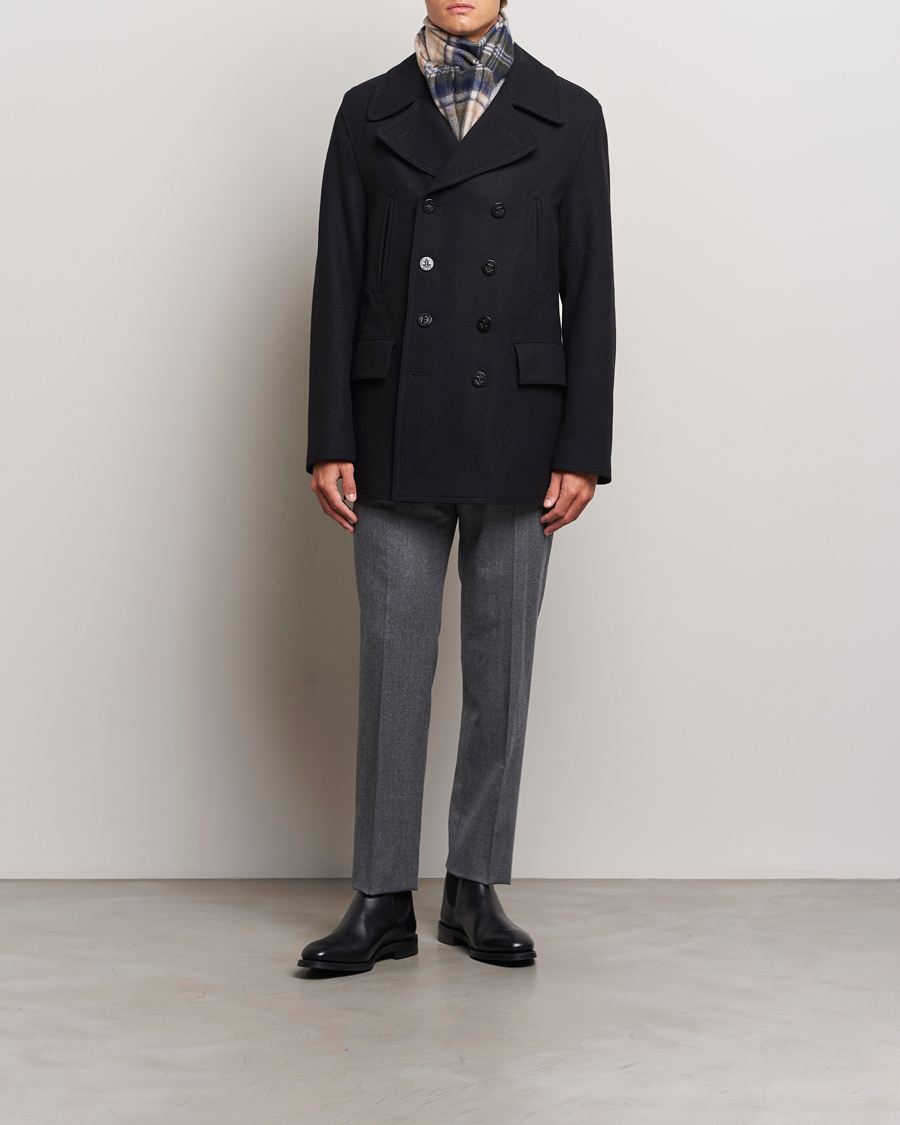 Heren | Jassen | Gloverall | Churchill Reefer Peacoat Black