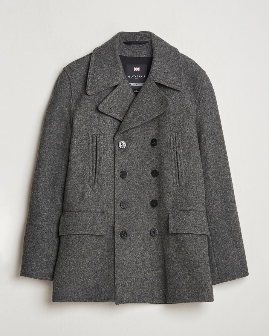 Heren | Jassen | Gloverall | Churchill Reefer Peacoat Grey