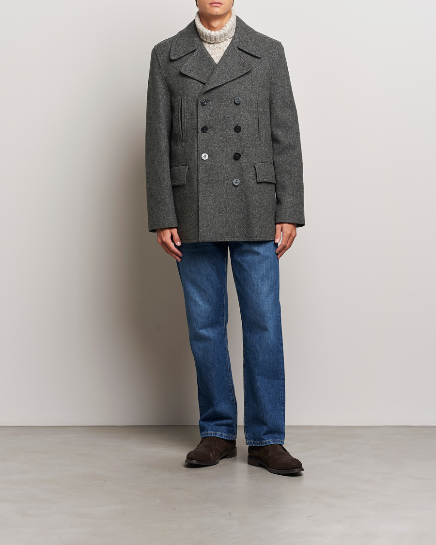 Heren | Jassen | Gloverall | Churchill Reefer Peacoat Grey