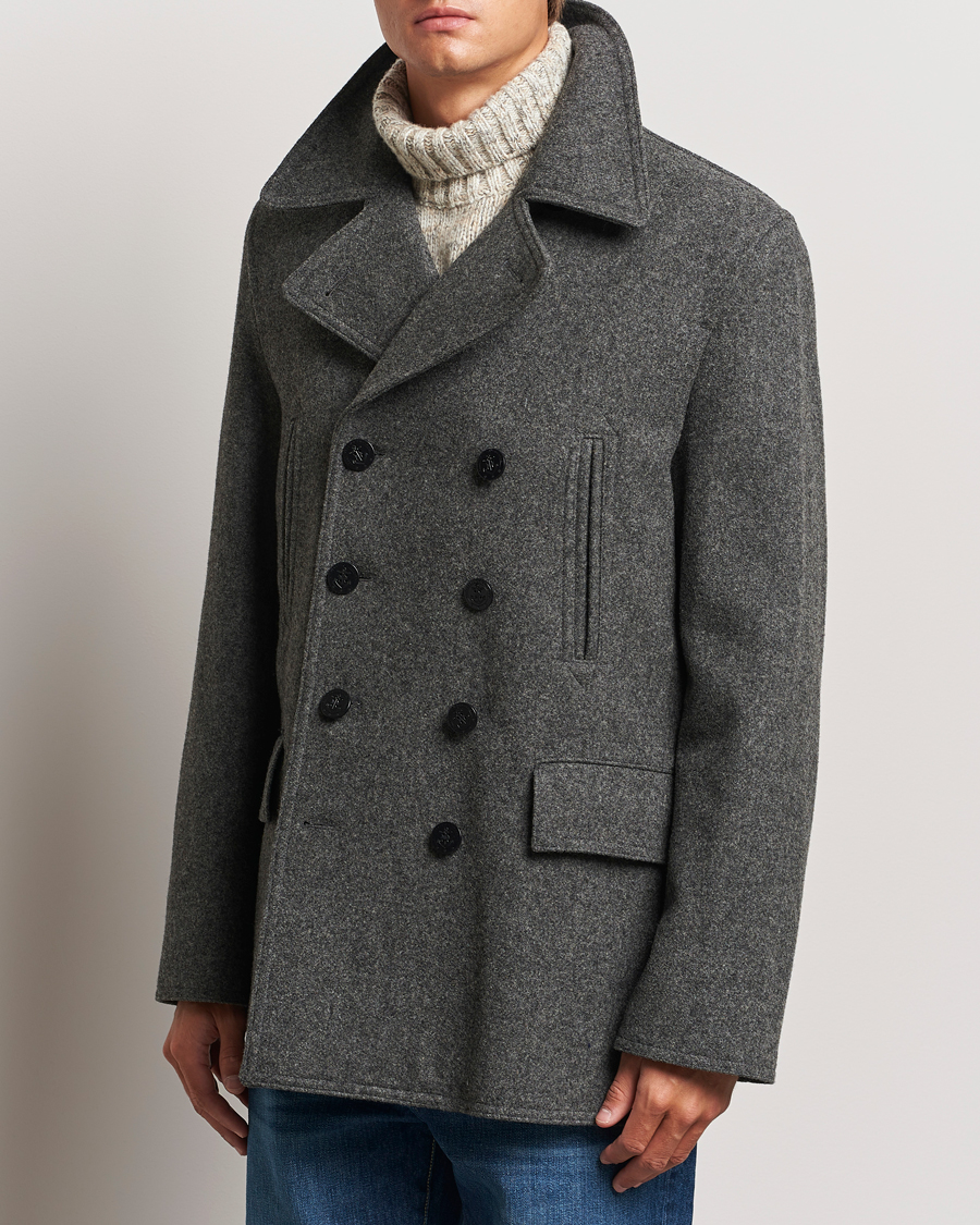 Heren | Jassen | Gloverall | Churchill Reefer Peacoat Grey