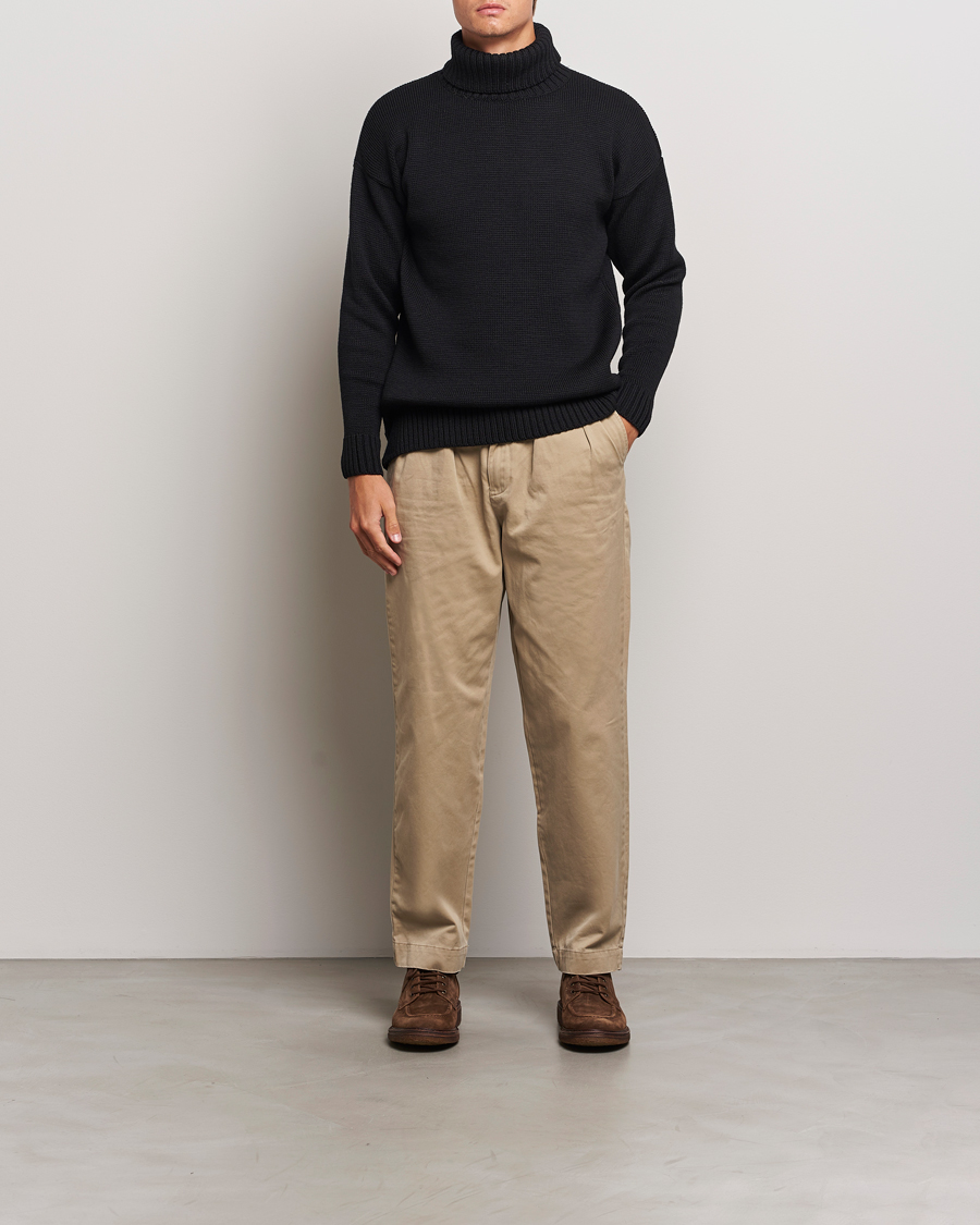 Heren | Truien | Gloverall | Submariner Chunky Wool Rollneck Black