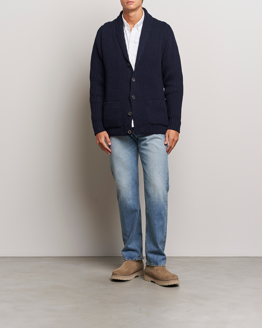 Heren | Truien | Gloverall | Shawl Collar Cardigan Navy