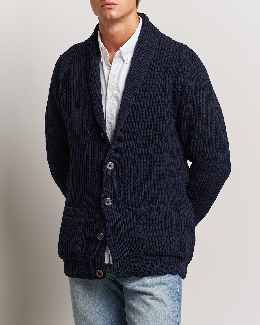 Heren | Truien | Gloverall | Shawl Collar Cardigan Navy