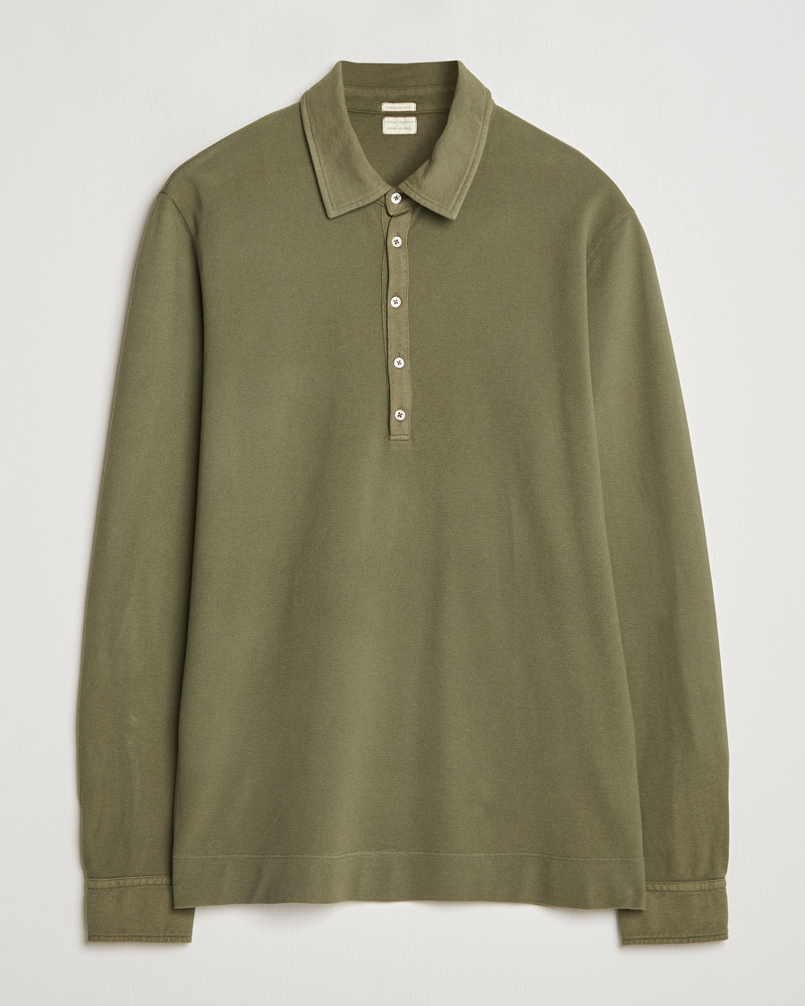 Heren | Truien | Massimo Alba | Ischia Cotton/Cashmere Long Sleeve Polo Military