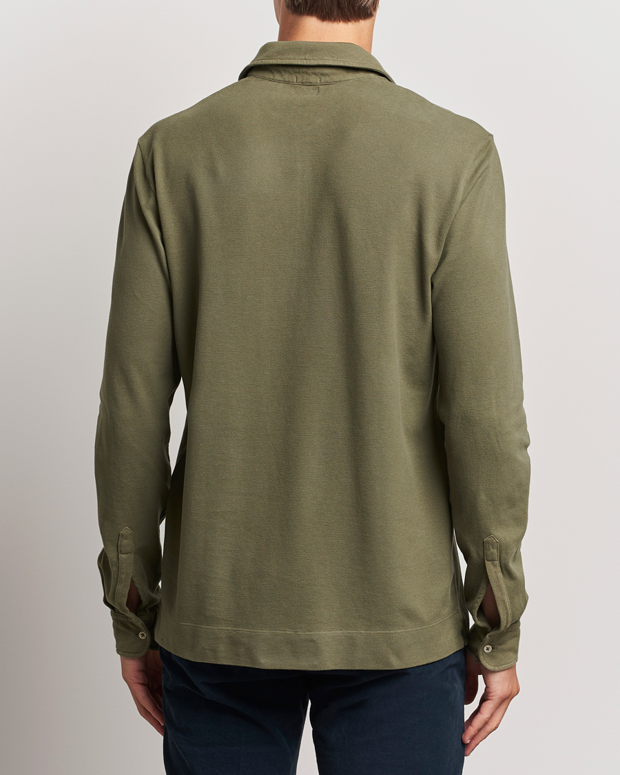 Heren | Truien | Massimo Alba | Ischia Cotton/Cashmere Long Sleeve Polo Military