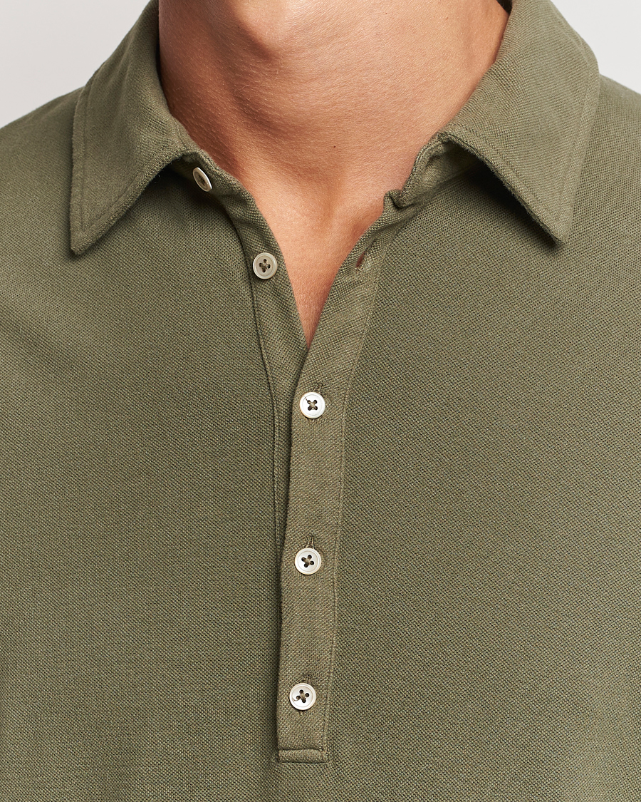 Heren | Truien | Massimo Alba | Ischia Cotton/Cashmere Long Sleeve Polo Military