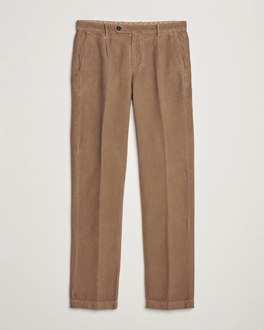 Heren | Broeken | Massimo Alba | Ionio Pleated Moleskine Trousers Brown