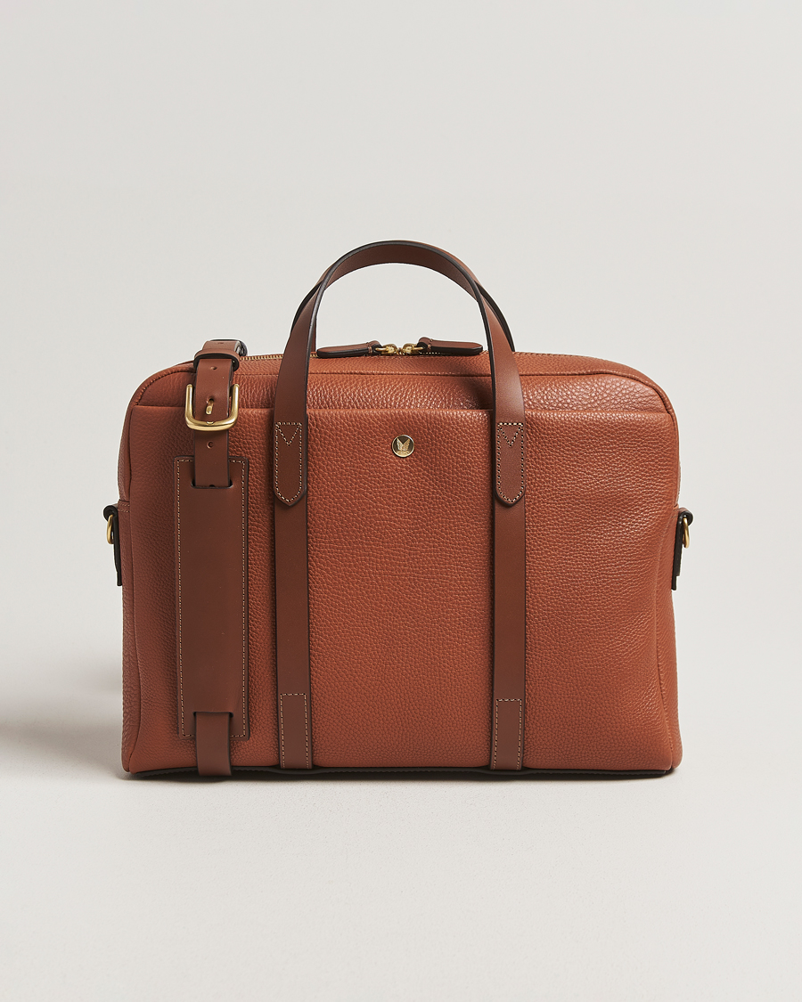 Heren | Tassen | Mismo | Aspire Pebbled Leather Briefcase Tabac